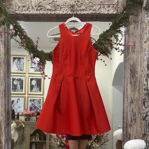 Maje Vibrant Red Textured A-Line Dress